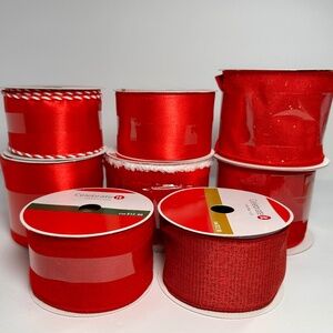 Bundle of Red Wired Holiday Ribbon